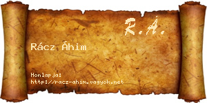 Rácz Áhim névjegykártya